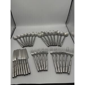 Lot Of 34 Pier 1 Hollow Twist Stainless Thailand Flatware Lot Service For 6
